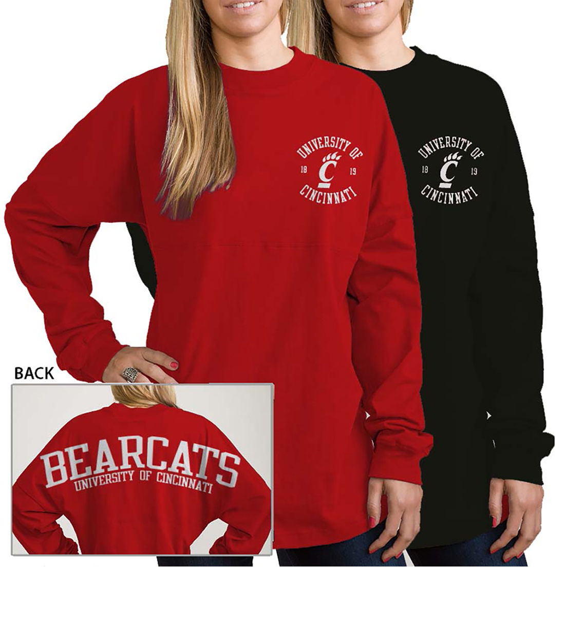 Womens University Of Cincinnati Red Black Spirit Jersey throughout University Of Cincinnati Clothing